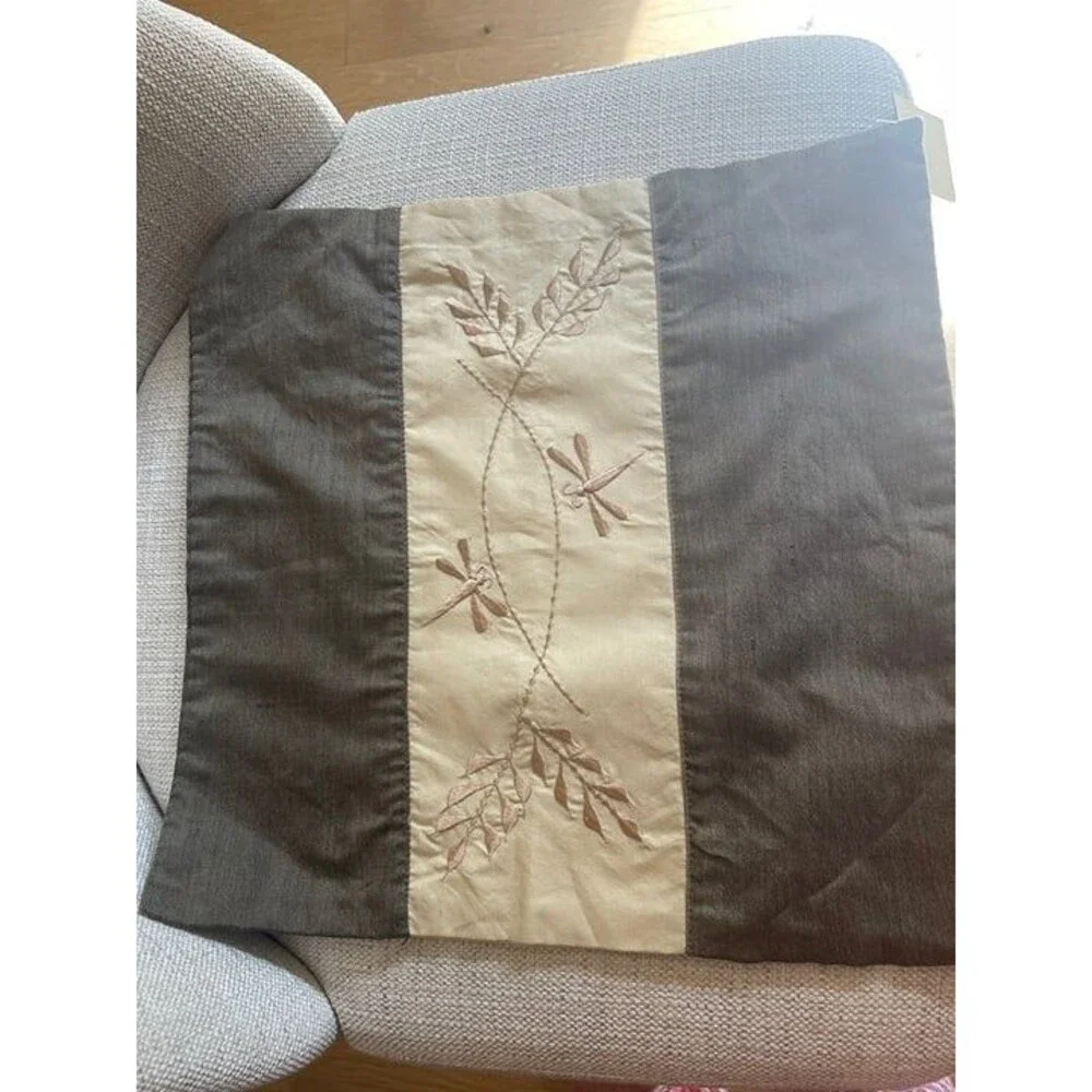 Light brown handmade dragonfly small cushion cover